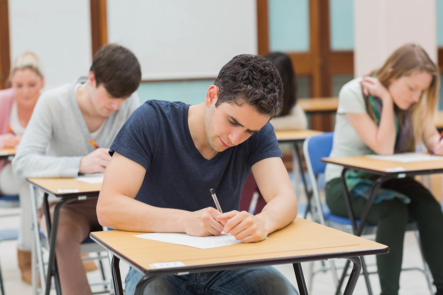 Students taking a test in a classroom in Glendale